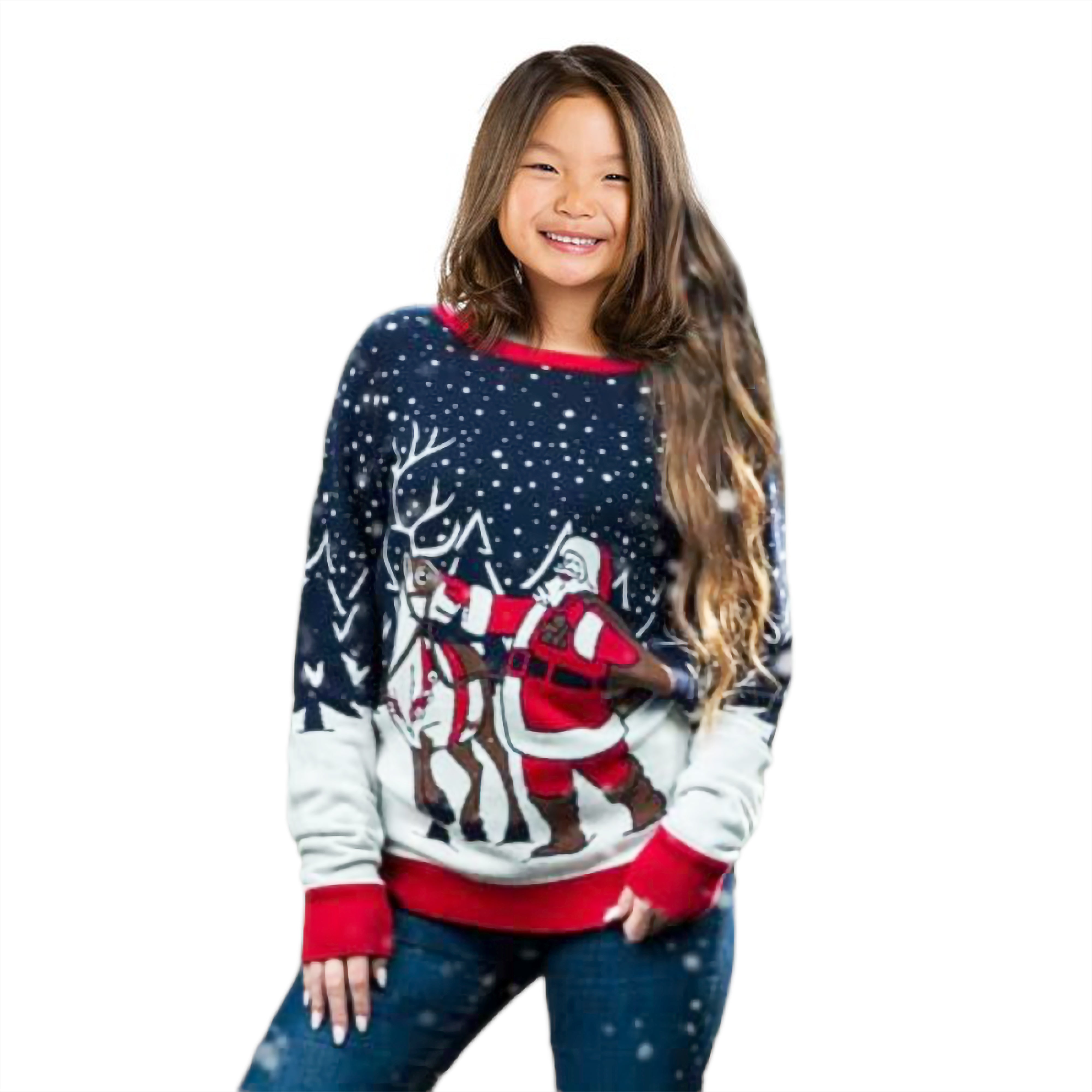 Girl Santa Reinder Sweater 14 16 years