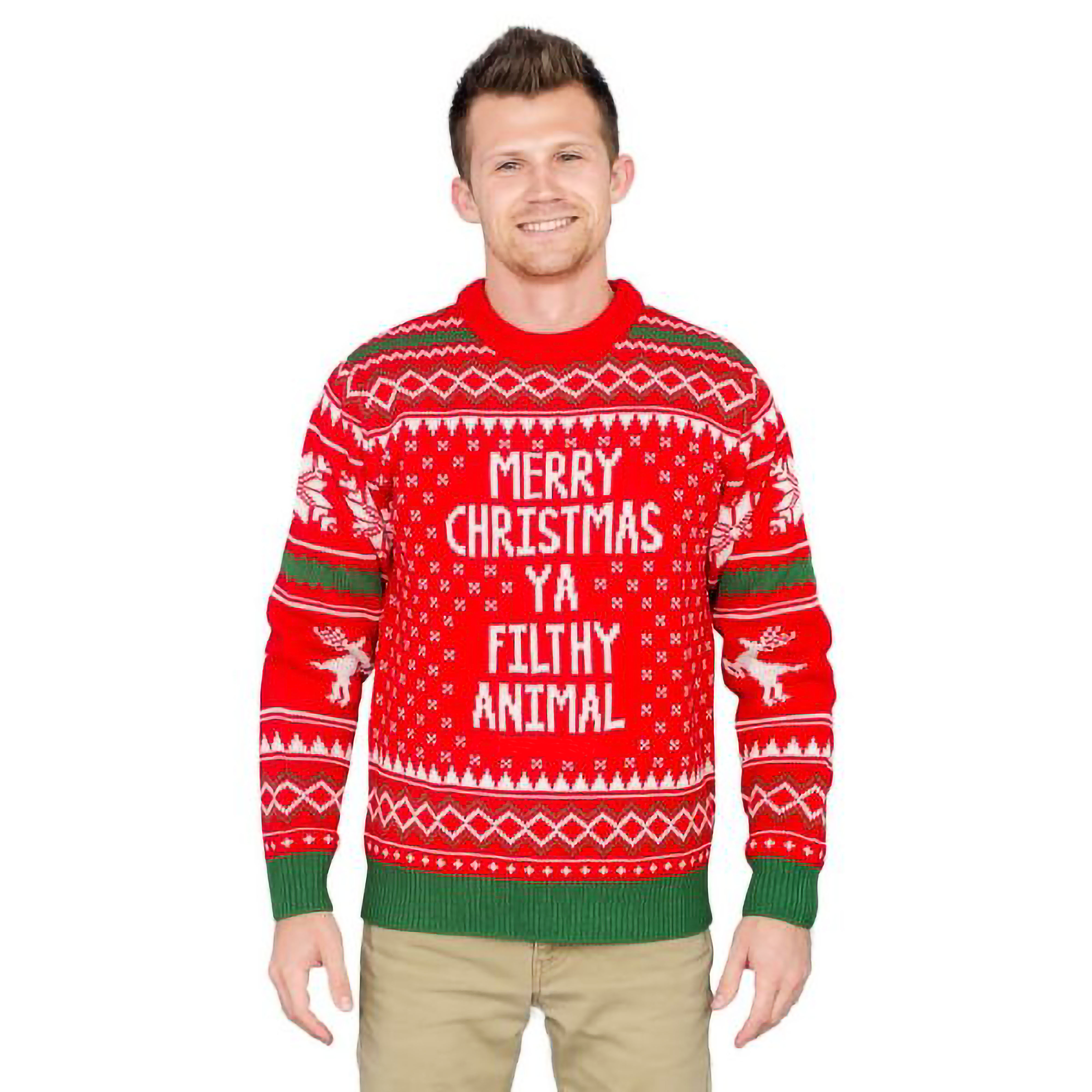 Merry Christmas Ya Filthy Animal Snowflake And Reindeer Sweater