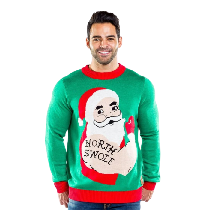 Bulky Santa North Swole Christmas Sweater