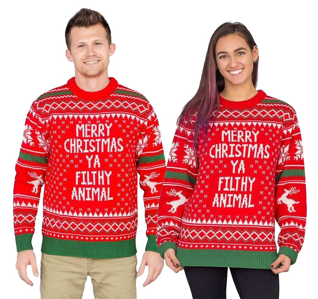 Couple - Merry Christmas Ya Filthy Animal Snowflake And Reindeer  Sweater