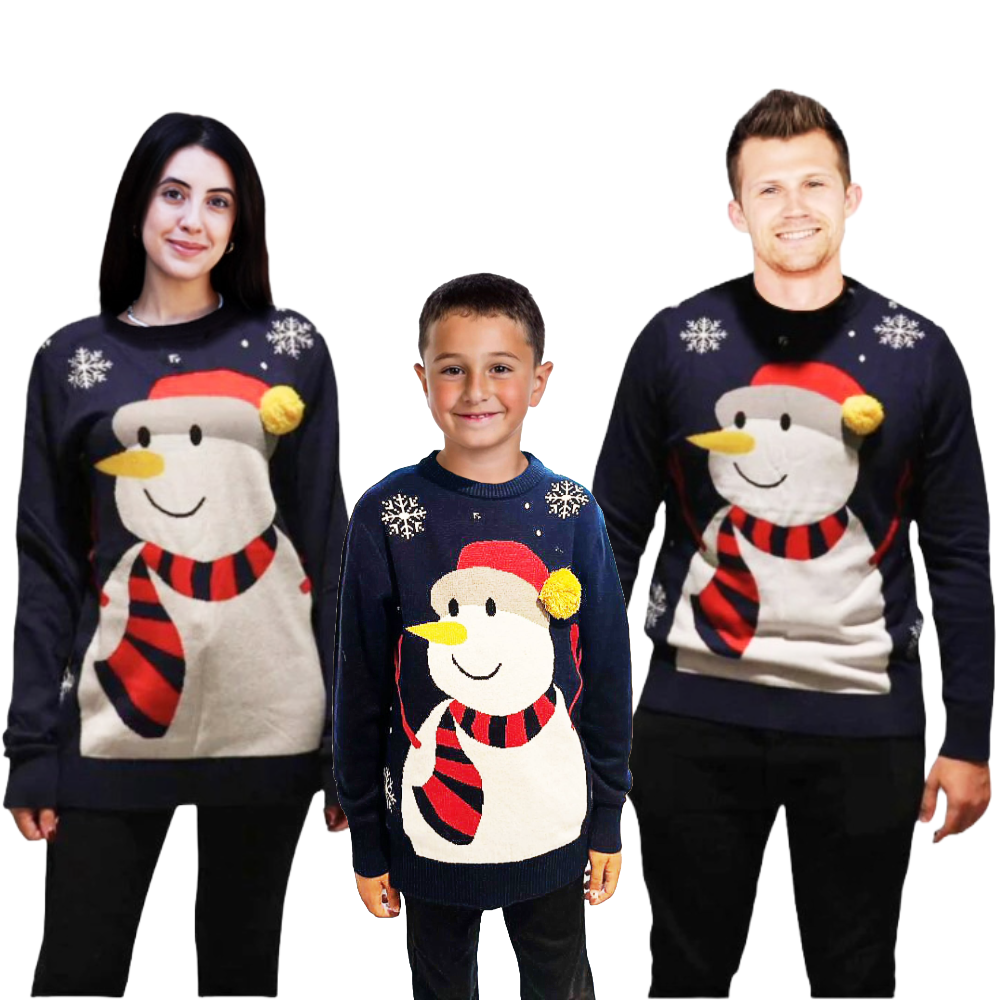 Family Bundle - Snowman Sweater With a Pompom