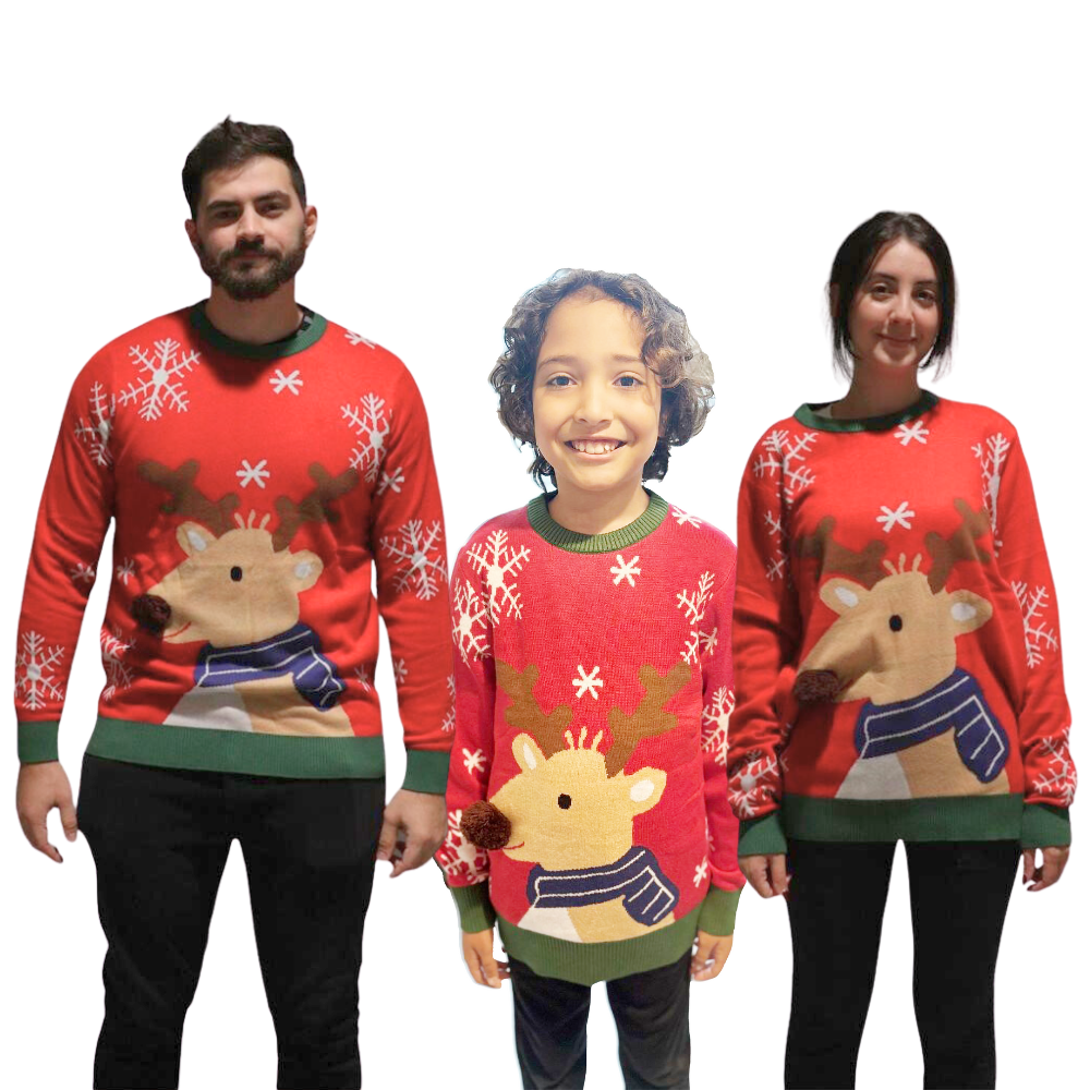 Family Bundle - Reindeer Sweater With a Pompom