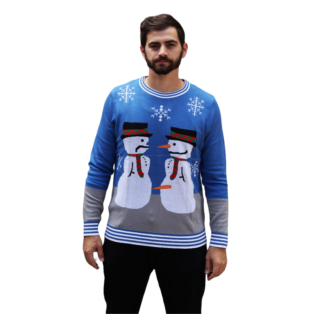 Snowman Nose Thief Blue Christmas Sweater